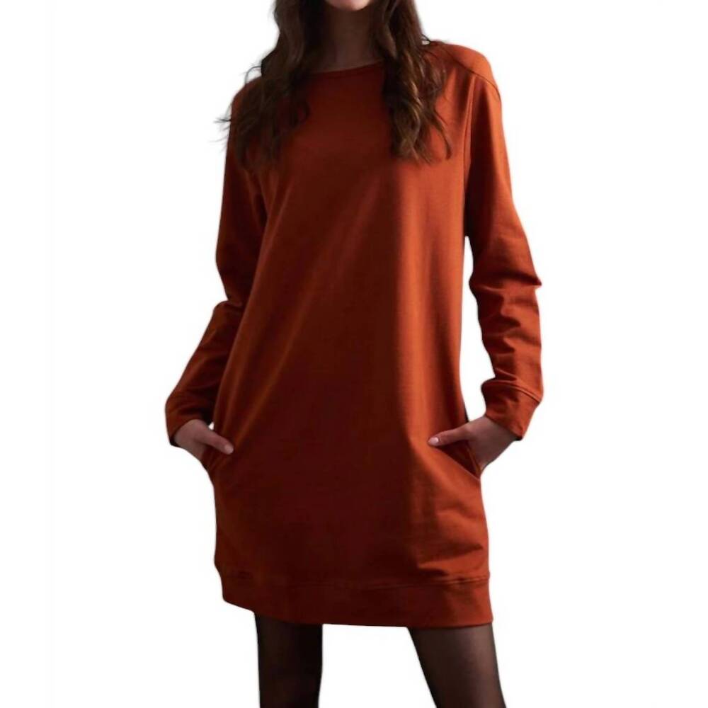 NEW MATA TRADERS sweatshirt dress in rust